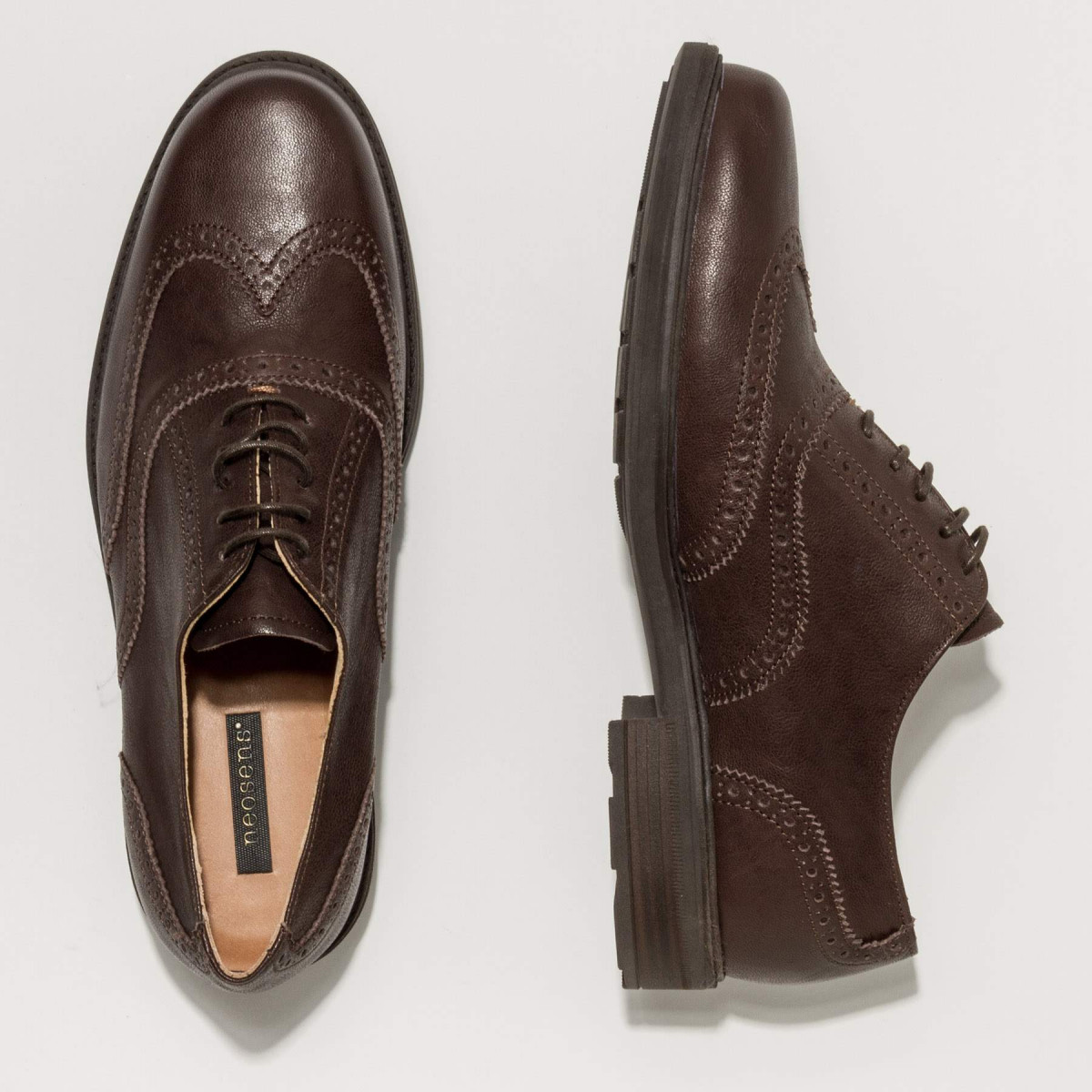 Derbies en cuir à bout fleuri - Marron - Neosens