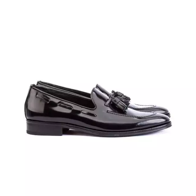 Mocassin noir vernis discount homme