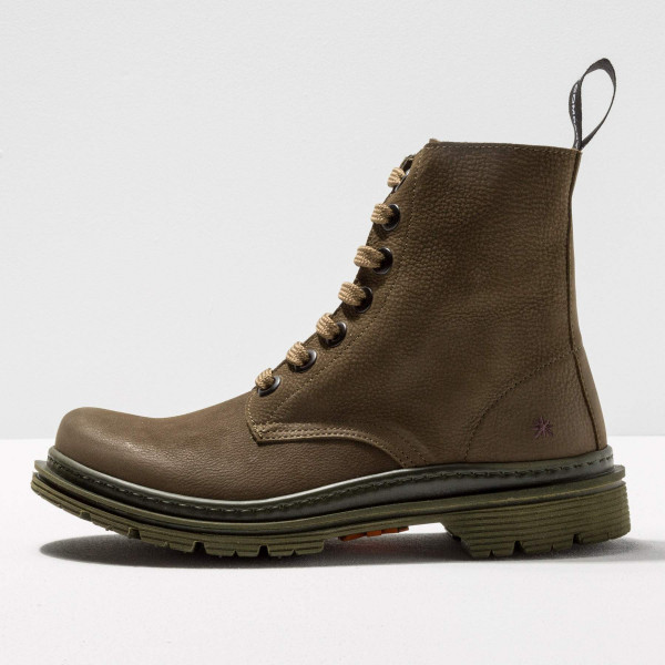 Bottines à lacets style rangers en nubuck - Kaki - art