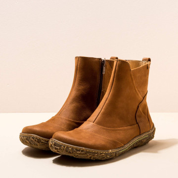 Bottines plates en cuir plissé - Cuivre - El naturalista