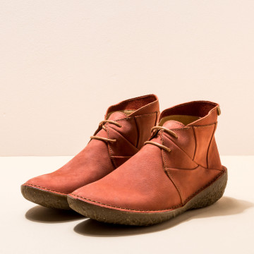 Bottines à lacets en cuir à semelles recyclées - Rouge - El naturalista