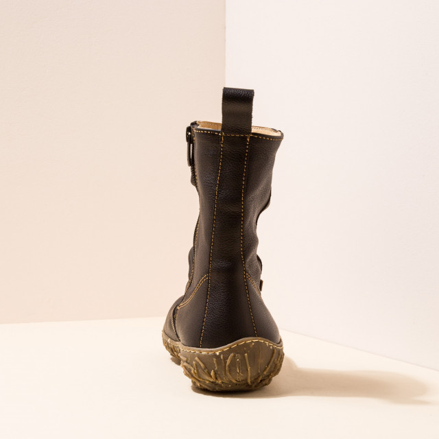 Bottines plates en cuir grain naturel - Noir - El naturalista