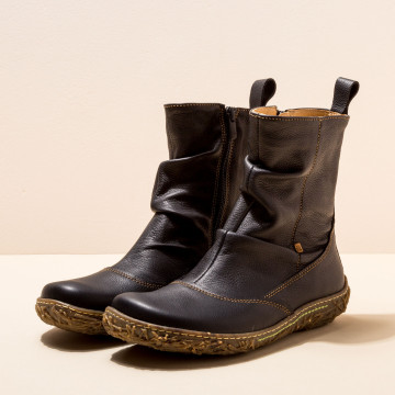 Bottines plates en cuir grain naturel - Noir - El naturalista