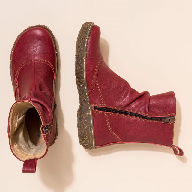 Bottines plates en cuir grain naturel - Rouge - El naturalista