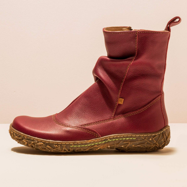 Bottines plates en cuir grain naturel - Rouge - El naturalista