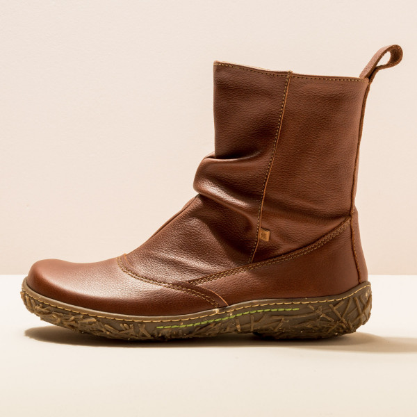 Bottines plates en cuir grain naturel - Marron - El naturalista