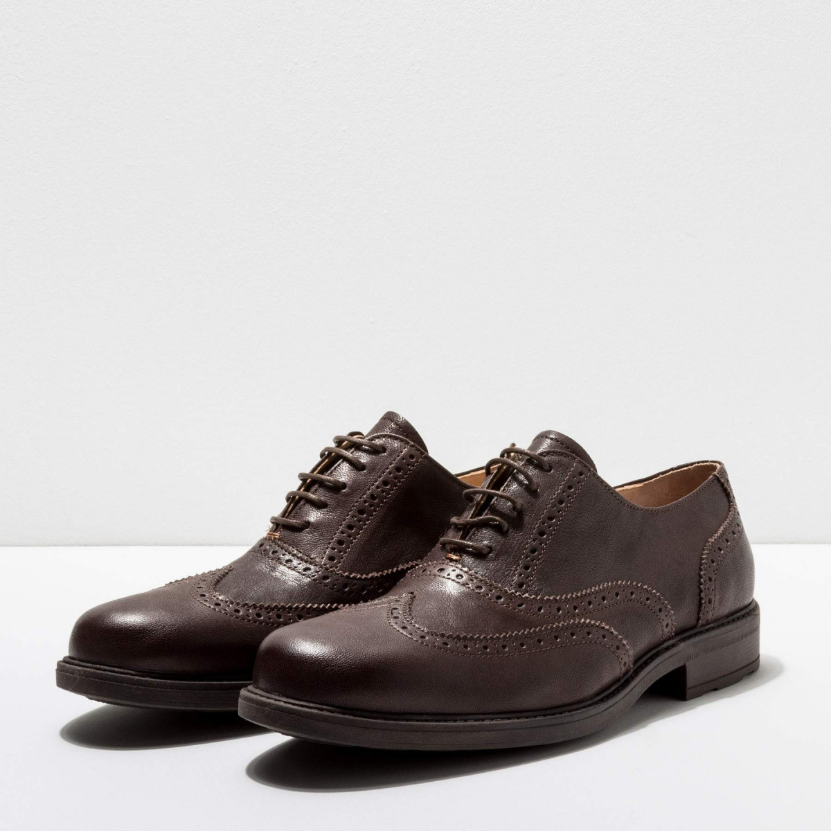 Derbies en cuir à bout fleuri - Marron - Neosens