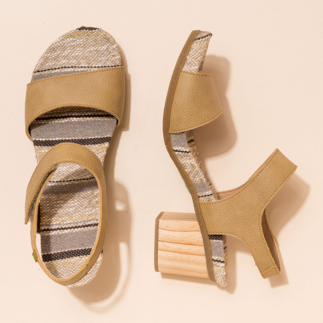 Sandales confortables à talon véganes à semelle en tissu recyclé - Beige - El naturalista