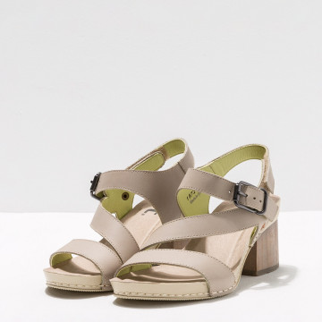 Sandales à talon multi brides en cuir - Beige - art