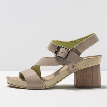 Sandales à talon multi brides en cuir - Beige - art