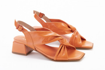 Sandales confortables à talon carré à brides croisées - Orange - Lince