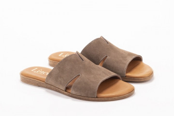 Mules plates en daim - Taupe - Lince