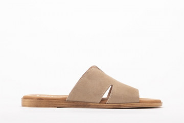 Mules plates en daim - Beige - Lince