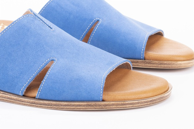 Mules plates en daim - Bleu Ciel - Lince