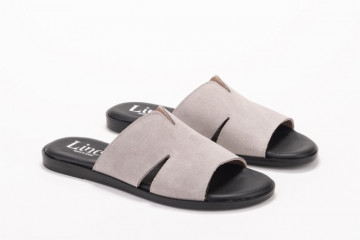 Mules plates en daim - Gris - Lince