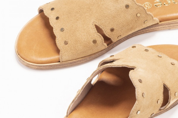 Mules plates en daim - Beige - Lince