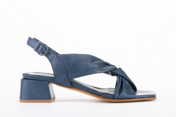 Sandales confortables à talon carré à brides croisées - Bleu - Lince