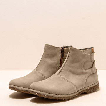 Bottines plates en cuir brossé - Beige - El naturalista