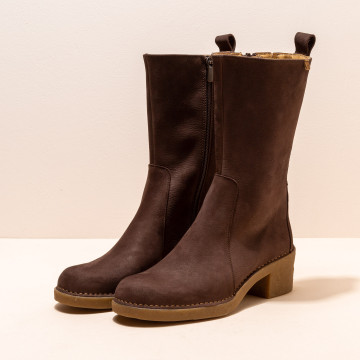 Bottes mi-hautes à talon en cuir doux - Marron - El naturalista