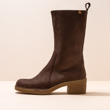 Bottes mi-hautes à talon en cuir doux - Marron - El naturalista