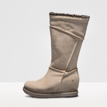 Bottes plateforme en cuir suédé - Beige - art