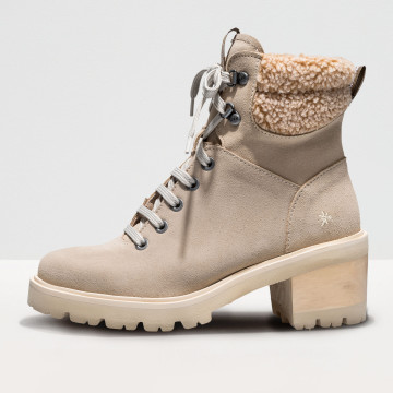 Bottines à talon lacées - Beige - art