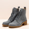 Bottines à talon et lacets en cuir suédé - Bleu Gris - El naturalista