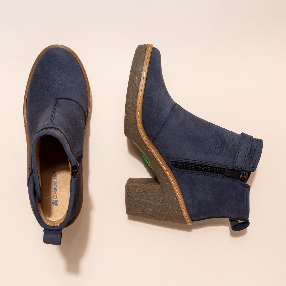 Bottines à talon recyclé - Bleu Marine - El naturalista