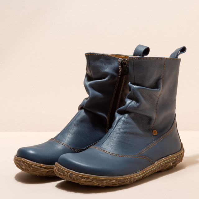 Bottines plates en cuir grain naturel - Bleu Marine - El naturalista