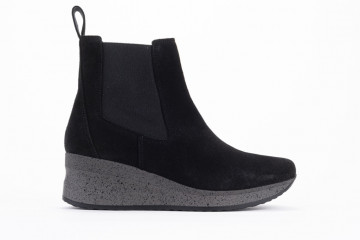 Bottines compensées style chelsea boots en daim - Noir - Lince