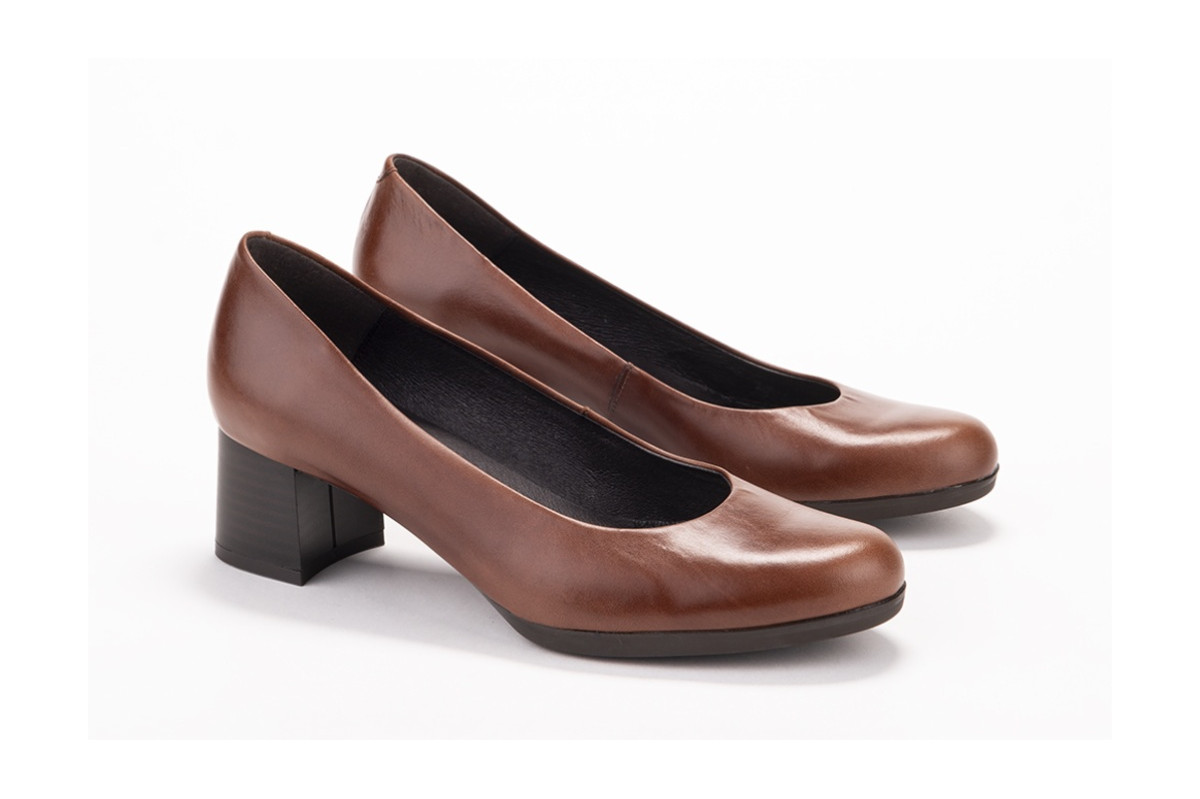 Escarpin marron shop talon carré