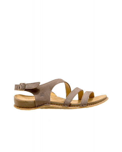 Sandales confortables plates en cuir à semelles ultra confort - Taupe - El naturalista
