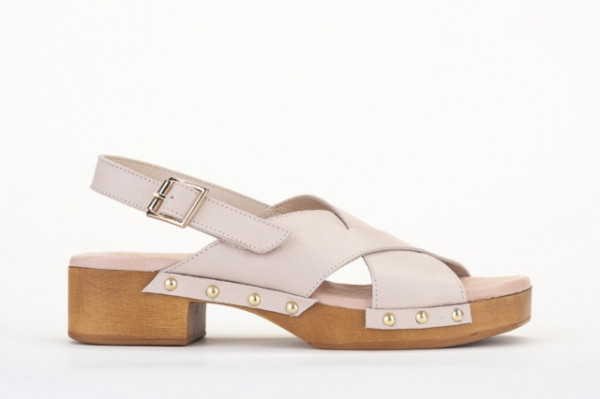 Sandales confortables à talon brides croisées - Beige - Lince