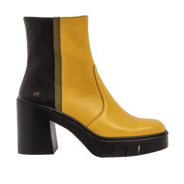 Bottines à talon en cuir - Jaune - art