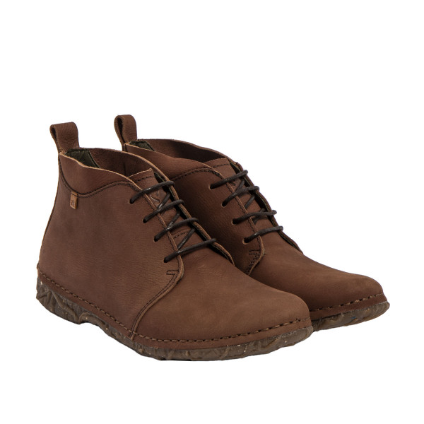 Bottines à lacets en cuir brossé - Marron - El naturalista