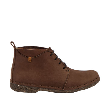 Bottines à lacets en cuir brossé - Marron - El naturalista