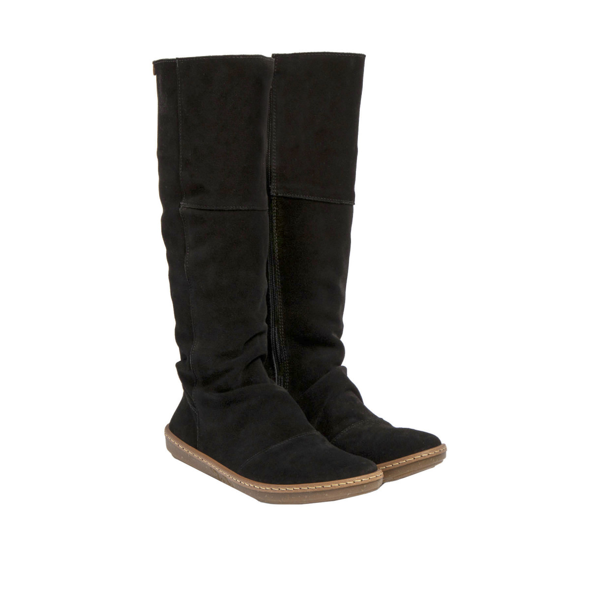 Bottes plates en cuir suèdé - Noir - El naturalista