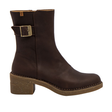 Bottes mi-hautes à talon en cuir et boucle - Marron - El naturalista