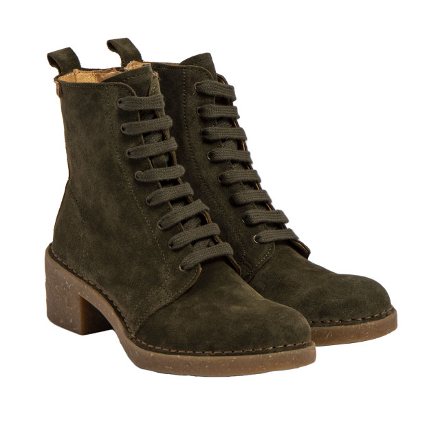 Bottines à talon et lacets en cuir suédé - Vert - El naturalista