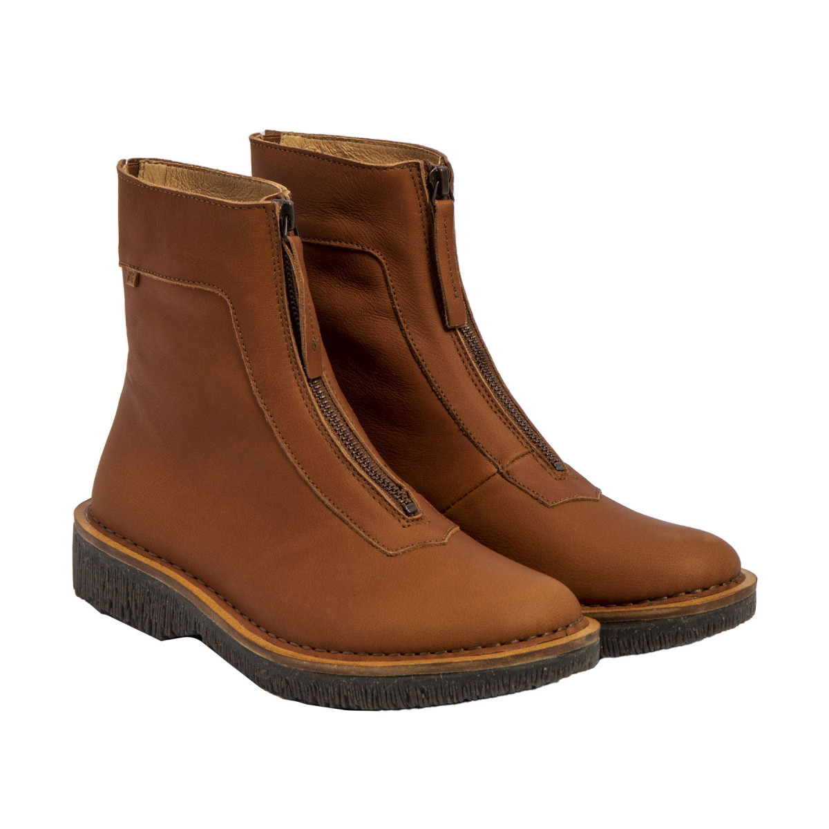 Bottines en cuir à zip - Marron - El naturalista