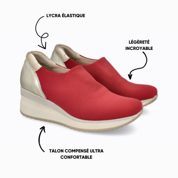 Baskets confortables en lycra élastique - Rouge - Lince