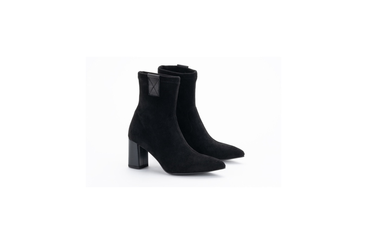 Bottines à talon en daim - Noir - Lince