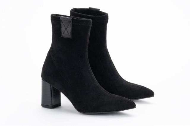 Bottines à talon en daim - Noir - Lince