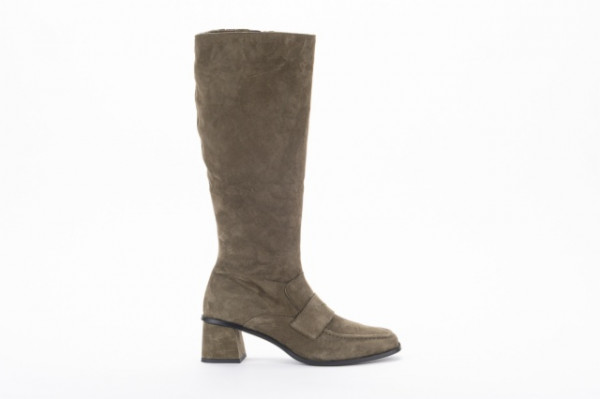 Bottes en daim talon carré - Kaki - Lince