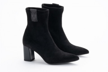 Bottines en daim à talon carré - Noir - Lince