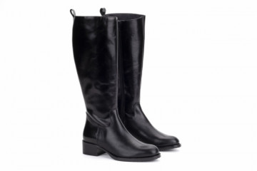 Bottes en cuir style cavalières - Noir - Lince