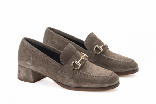 Mocassins en daim à boucle et petit talon - Gris - Lince