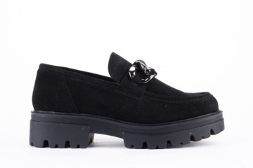 Mocassins plateforme en daim - Noir - Lince