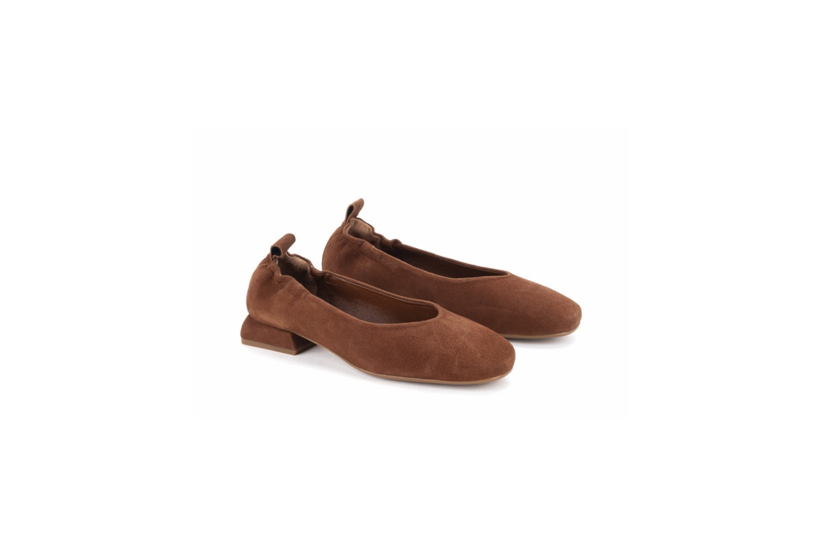 Ballerines petit talon en daim - Marron - Lince