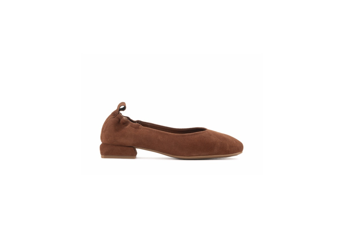 Ballerines petit talon en daim - Marron - Lince